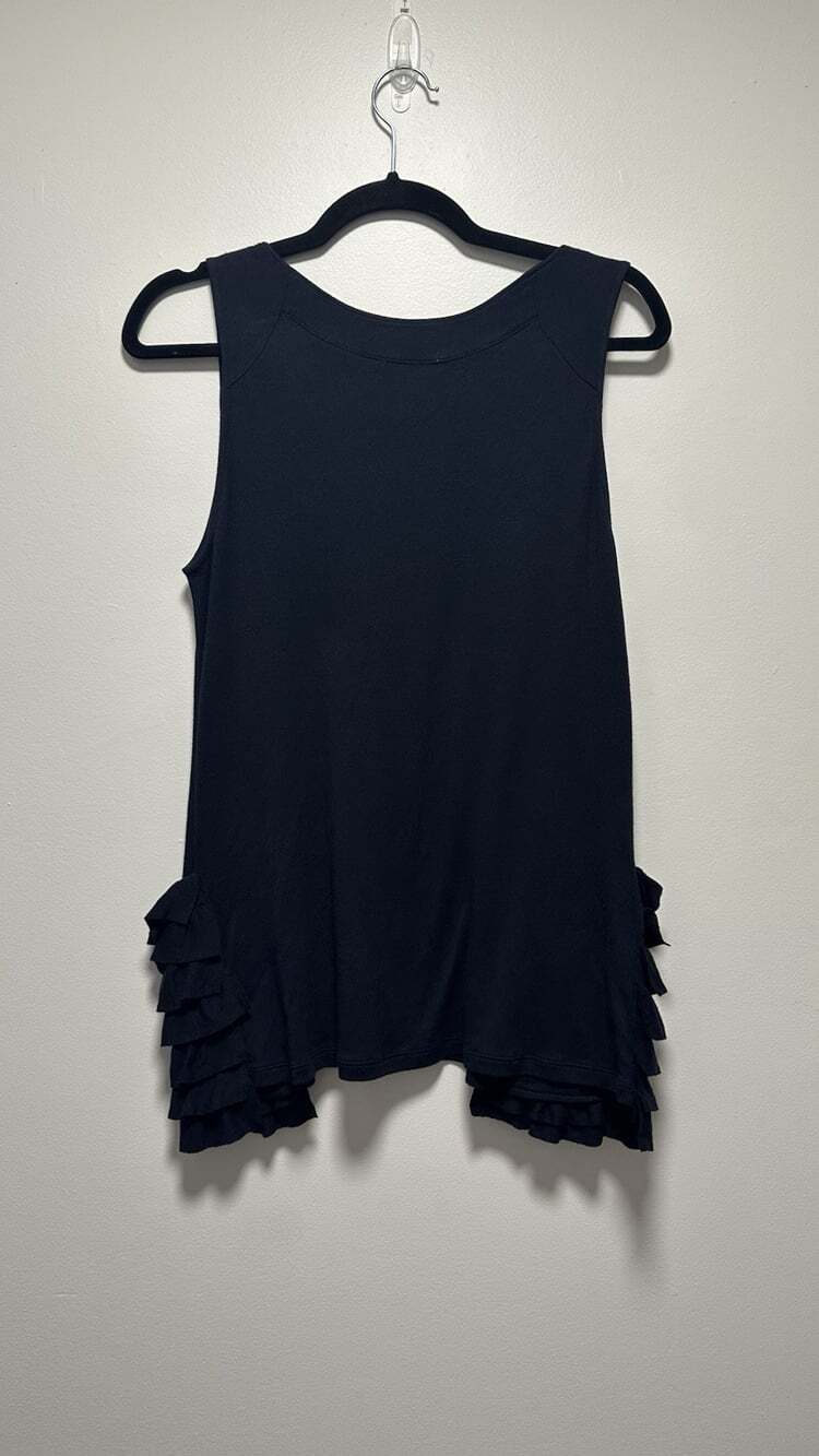 Uniqlo UT Mint Design Collection Black Ruffle Pocket Tank Top Women’s Size Large